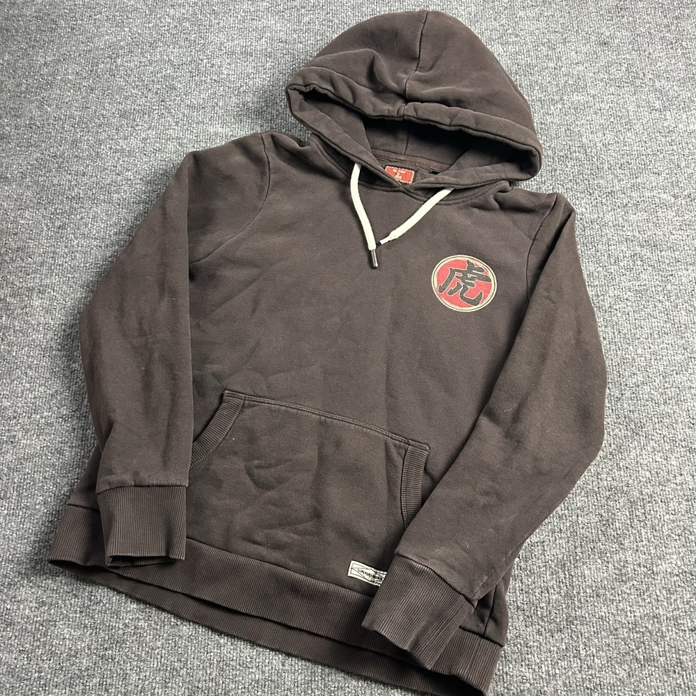 Superdry Hoodie Womens 10 Brown Rising Tiger Rhinestone Back Graphic Fleece